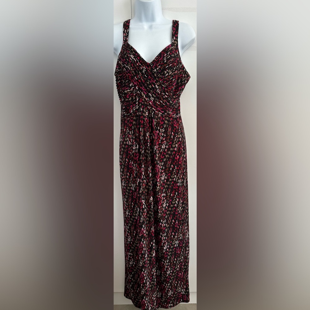 Robbie Bee Dress M Artsy Flattering Stretch Knit Boho Hippy Maxi Sundress
